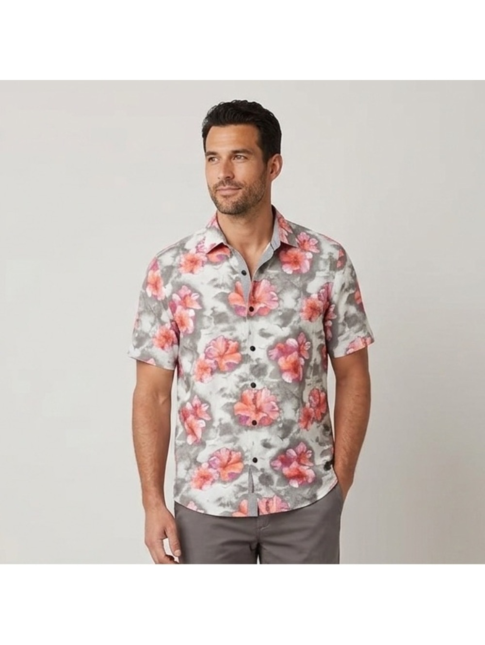 Tommy Bahama Hawaiian Resortwear Cabancore Stormy Floral Print button down large